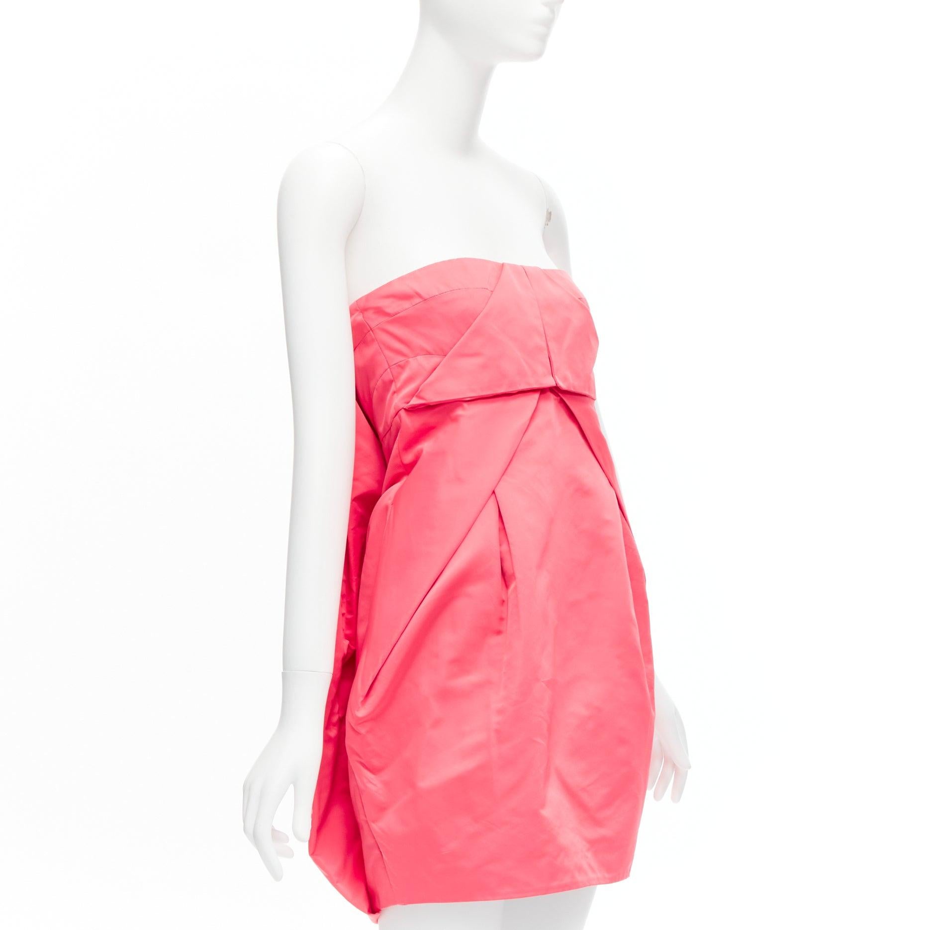 GUCCI pink silk blend origami pleats dart bubble short tube dress IT38 XS In Good Condition In Hong Kong, NT