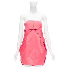 GUCCI pink silk blend origami pleats dart bubble short tube dress IT38 XS