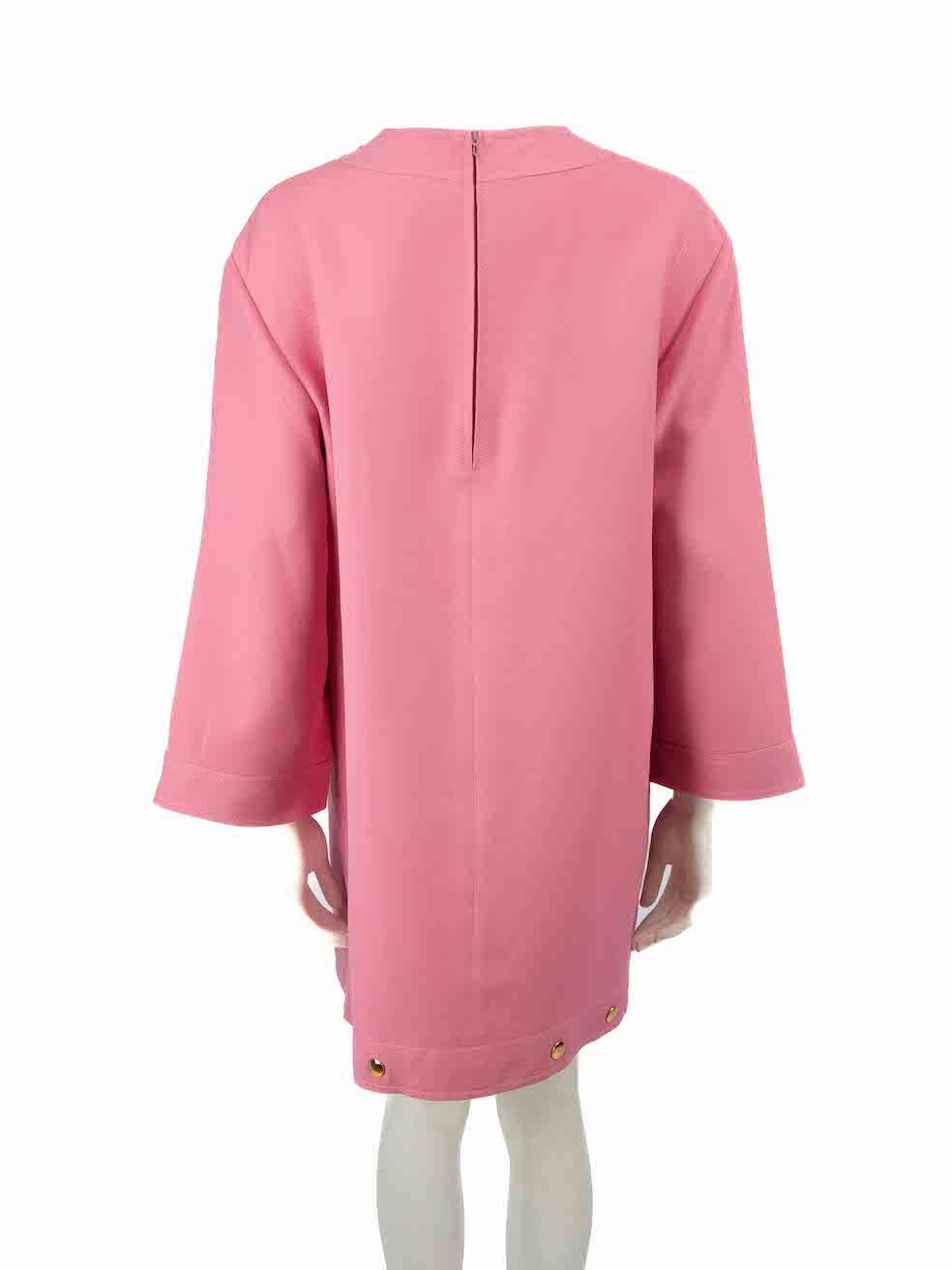 Gucci Pink Silk Button Detail Mini Dress Size XXL In Excellent Condition For Sale In London, GB