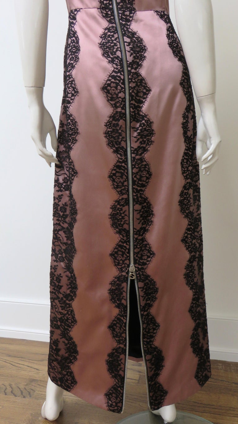 Gucci Pink Silk Corset Dress with Lace Trim