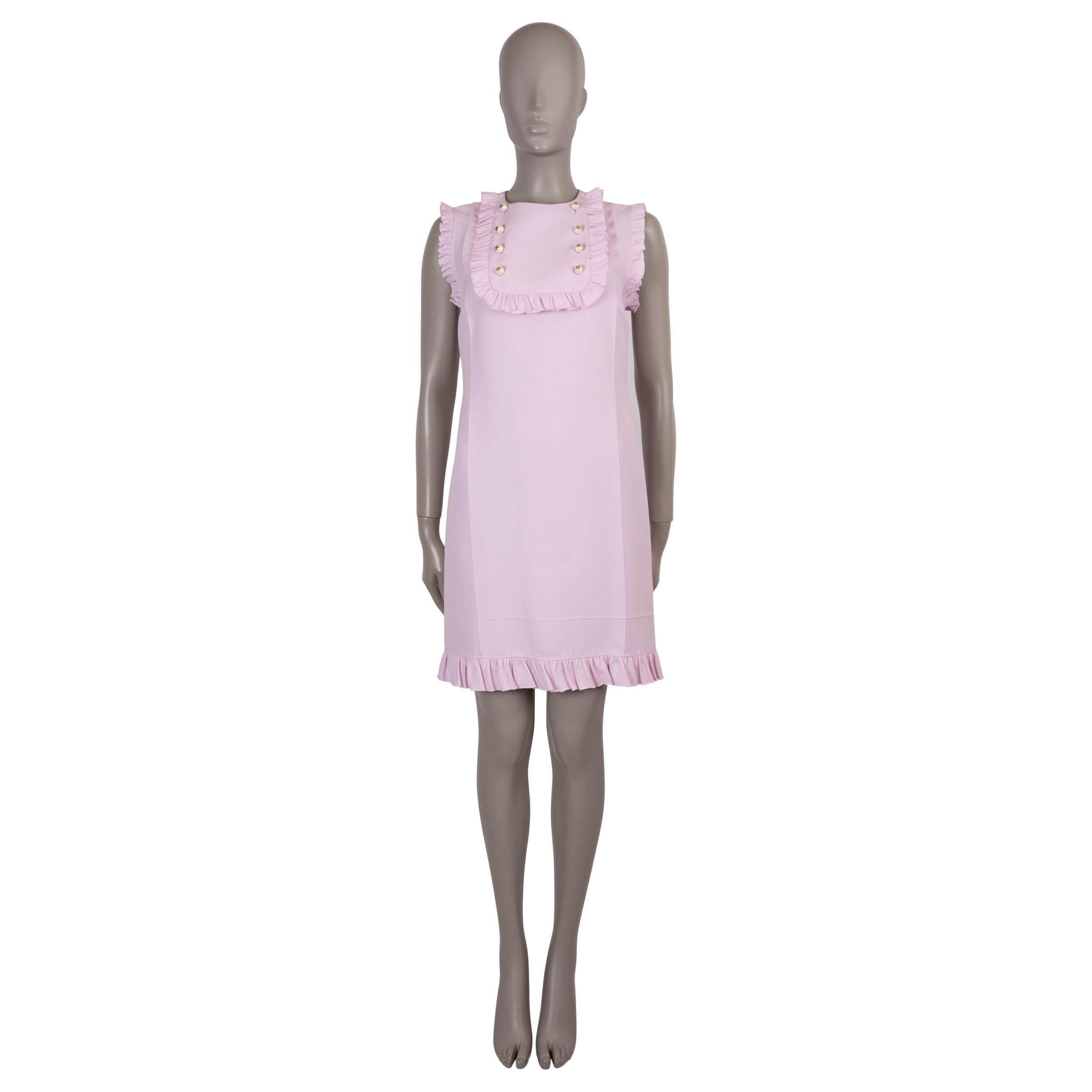 Gucci rose soie et coton 2016 PEARL BUTTONED BIB MINI Robe 40 S Excellent état - En vente à Zürich, CH