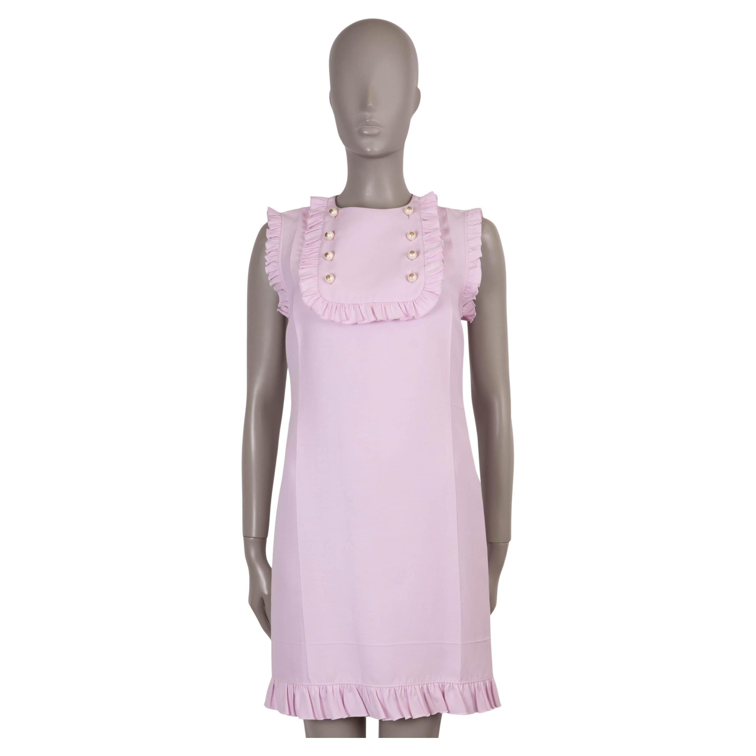 Gucci rose soie et coton 2016 PEARL BUTTONED BIB MINI Robe 40 S en vente