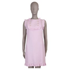 GUCCI pink silk & cotton 2016 PEARL BUTTONED BIB MINI Dress 40 S