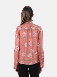Gucci Pink Silk Floral Ruffle Blouse Size L