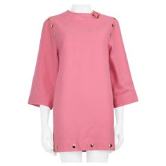 Gucci Pink Silk Gold Button Detail Dress Size S