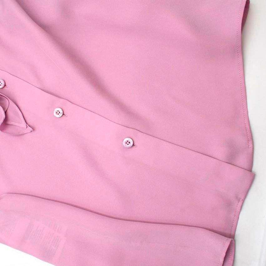 Gucci Pink Silk Ruffled Collar Tie-neck Blouse US 8 In Excellent Condition For Sale In London, GB