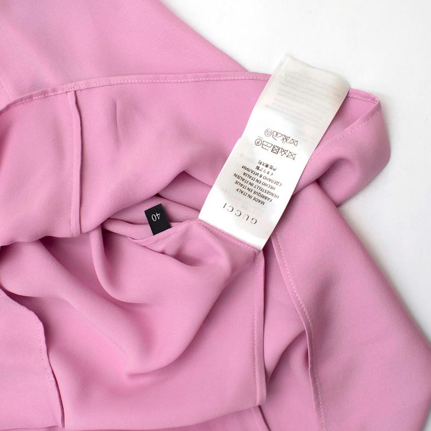Women's Gucci Pink Silk Ruffled Collar Tie-neck Blouse US 8 For Sale