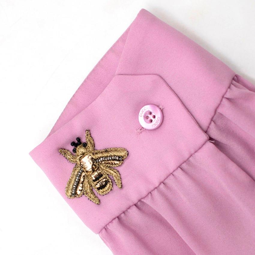 Gucci Pink Silk Ruffled Collar Tie-neck Blouse US 8 For Sale 1