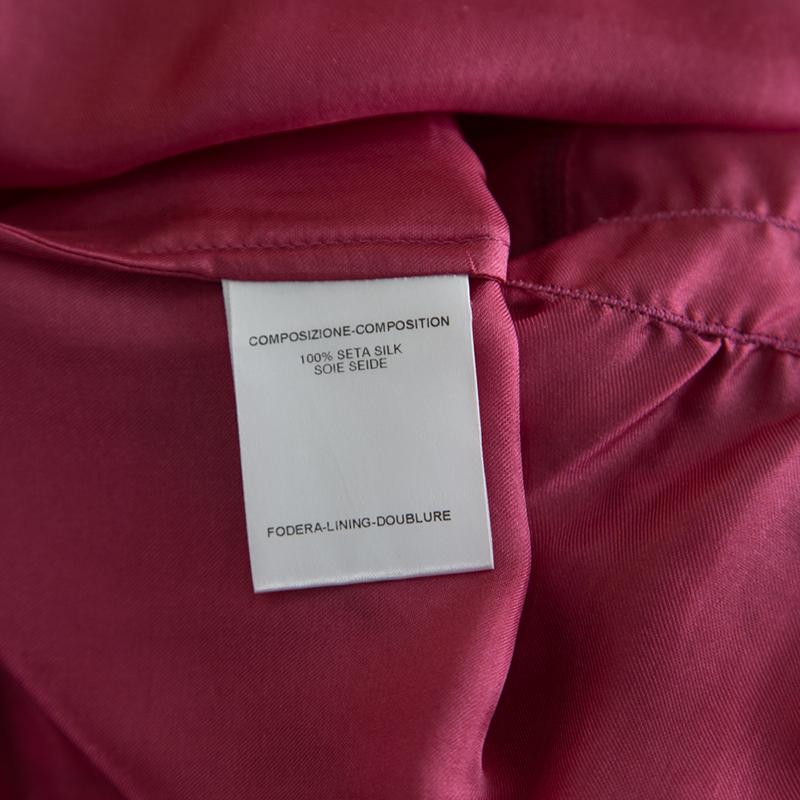 Gucci Pink Silk Tassel Detail Long Sleeve Blouse S In Good Condition In Dubai, Al Qouz 2
