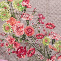 GUCCI pink silk twill 2019 GG BOUQUET SPRING 90 Scarf