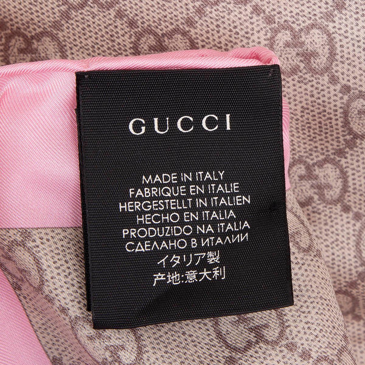 GUCCI pink silk twill 2019 GG BOUQUET SPRING 90 Scarf In New Condition For Sale In Zürich, CH