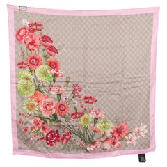 Used GUCCI pink silk twill 2019 GG BOUQUET SPRING 90 Scarf