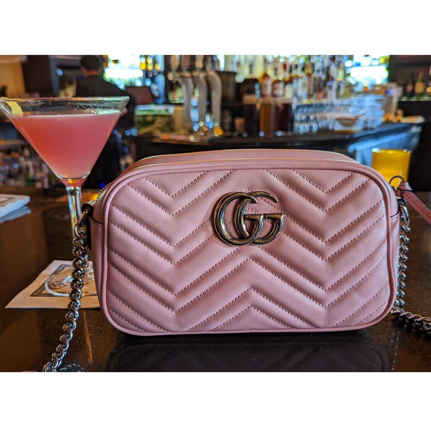 Women's Gucci Pink Small GG Marmont Shoulder Bag For Sale