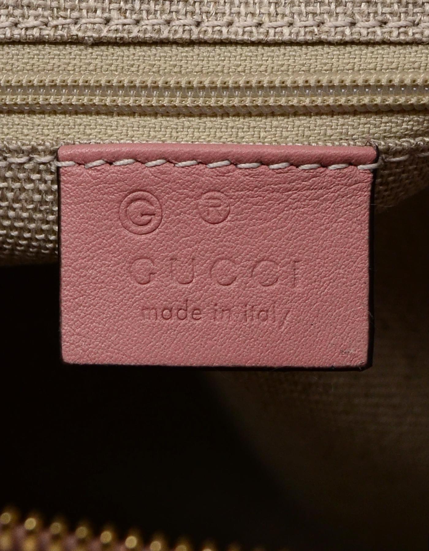 Gucci Pink Soft Leather Microguccissima Monogram Large Dome Satchel w/ Strap In Excellent Condition In New York, NY