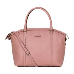 Gucci Pink Soft Leather Microguccissima Monogram large Dome Satchel w/ Strap