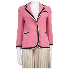 Gucci Pink Striped Trim Gold Button Blazer Size S