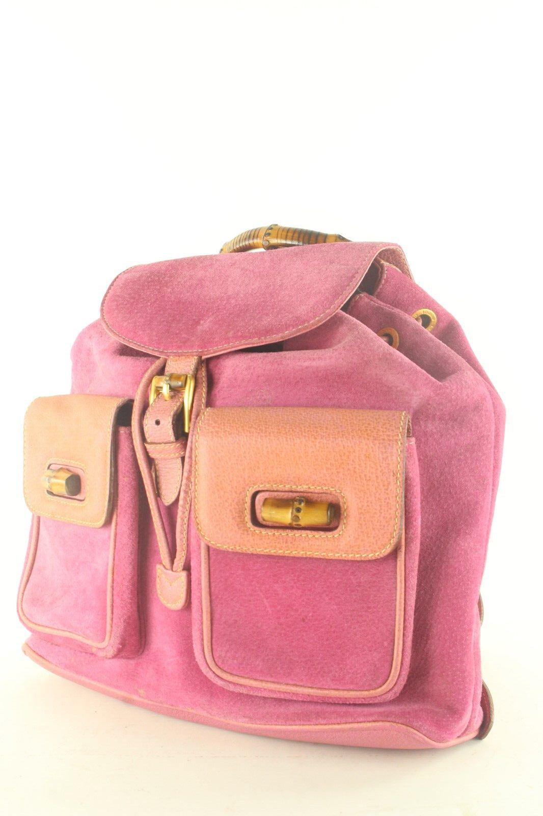 Gucci Pink Suede Bamboo Backpack 2GK1017K 8