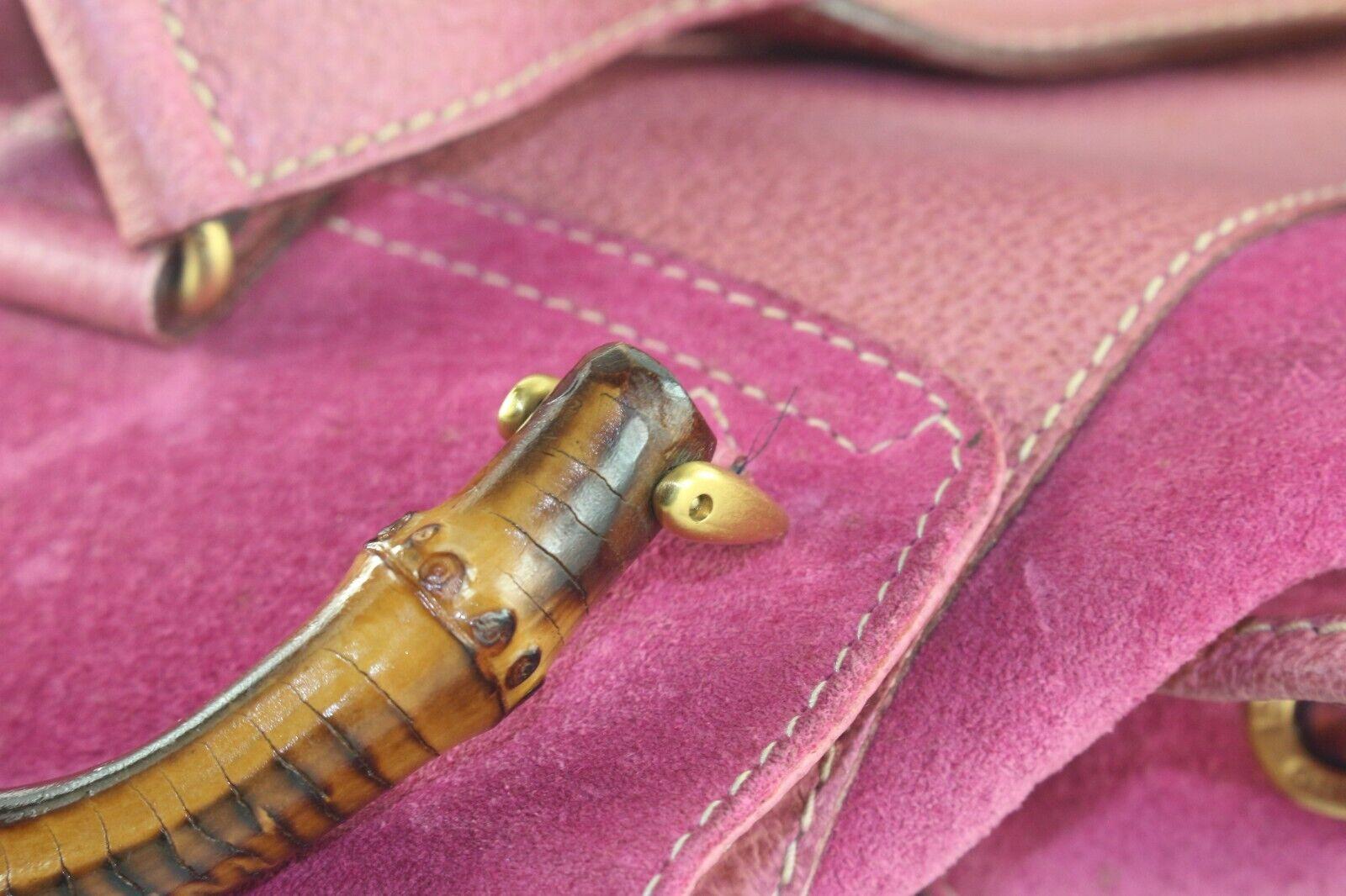 Gucci Pink Suede Bamboo Backpack 2GK1017K 1