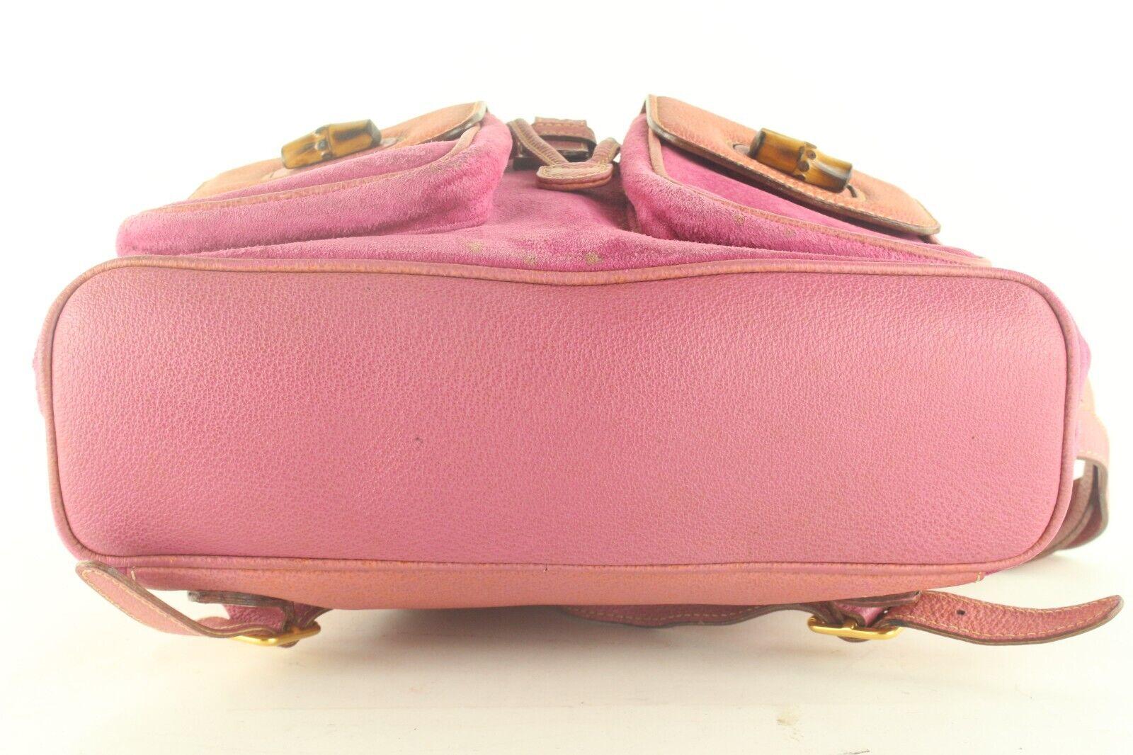 Gucci Pink Suede Bamboo Backpack 2GK1017K 4
