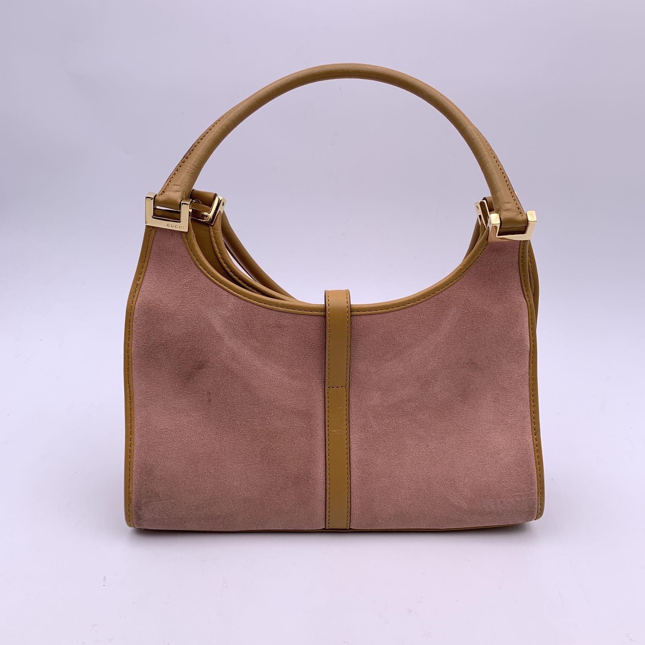 Brown Gucci Pink Suede Beige Leather Jackie Hobo Bag Shoulder Bag