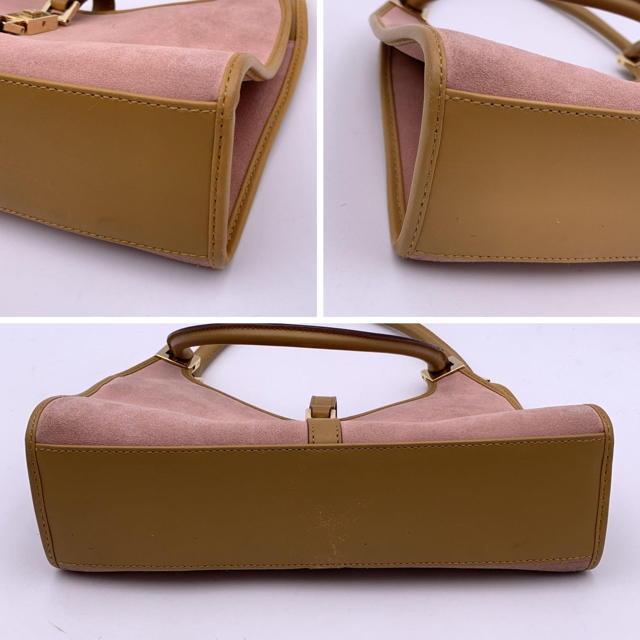 Women's Gucci Pink Suede Beige Leather Jackie Hobo Bag Shoulder Bag