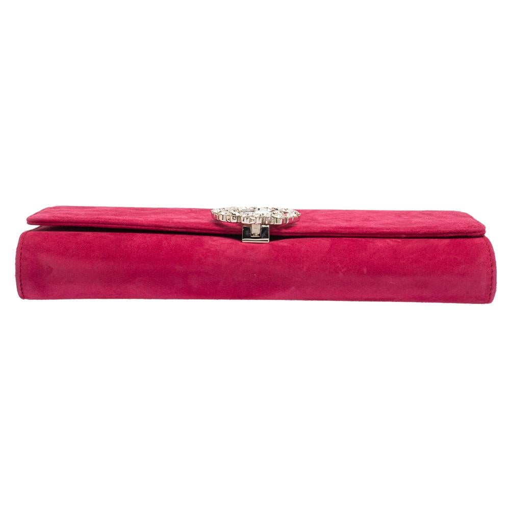 pink suede clutch