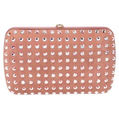 Gucci Pink Suede Crystal Embellished Broadway Clutch