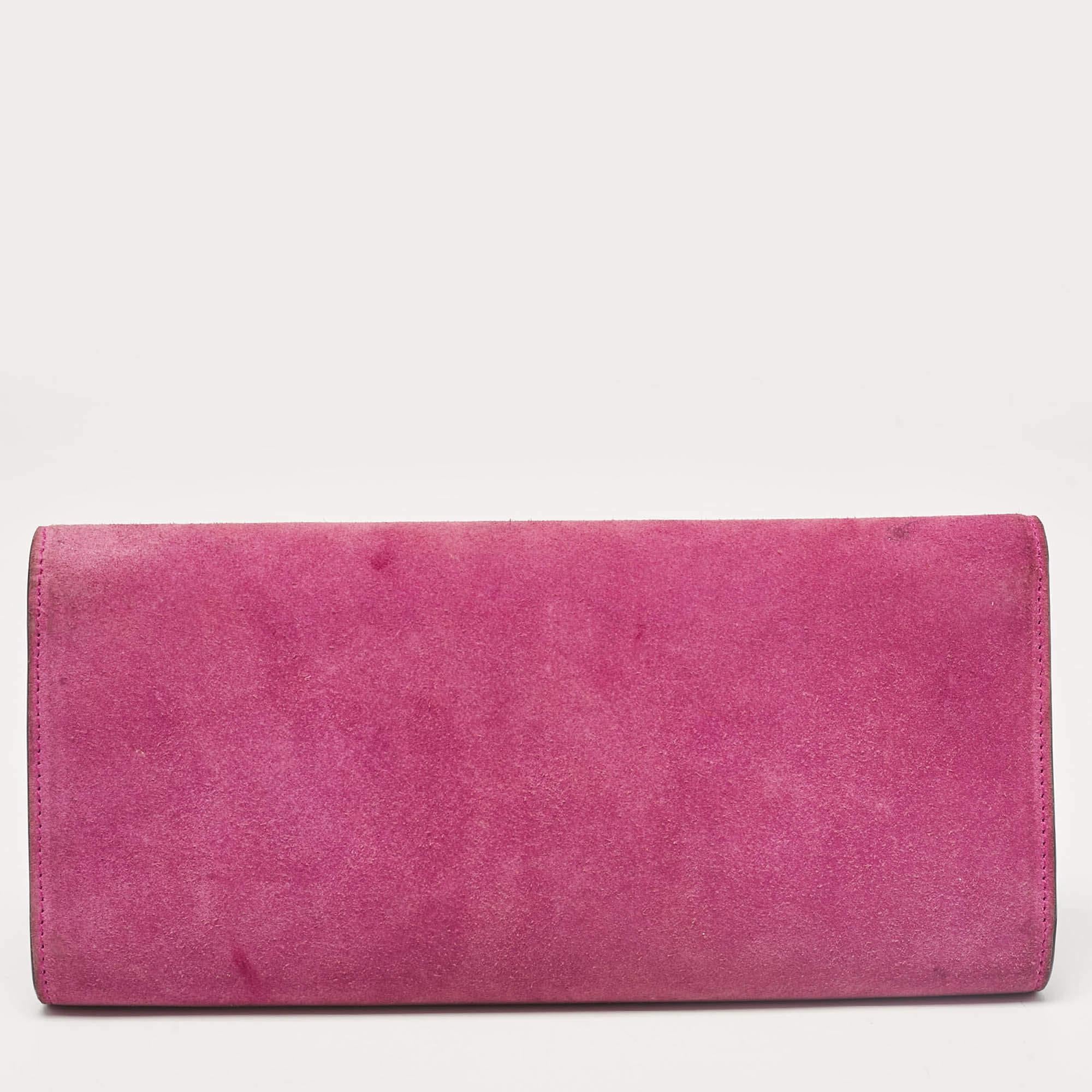 Women's Gucci Pink Suede Crystals Horsebit Broadway Clutch