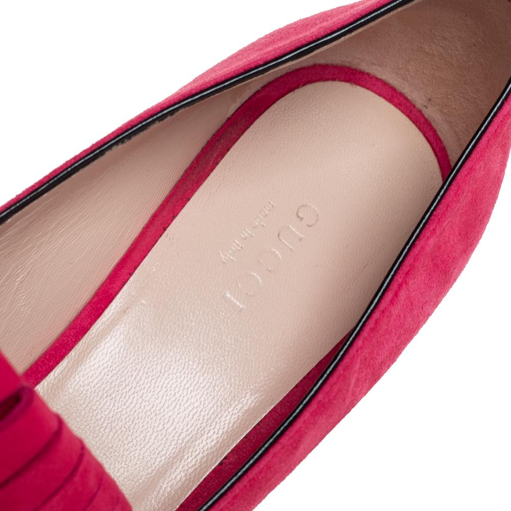 Gucci Pink Suede Double G Loafers Pumps Size 37 1