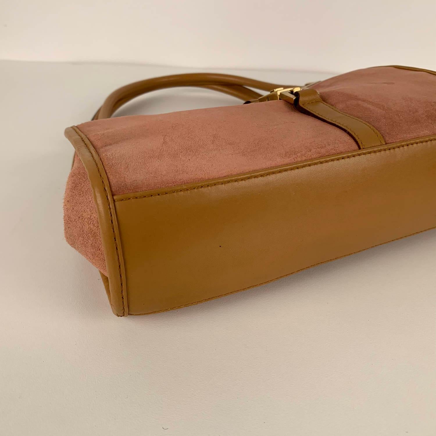 Gucci Pink Suede Stirrup Hobo Bag Tote Shoulder Bag 2