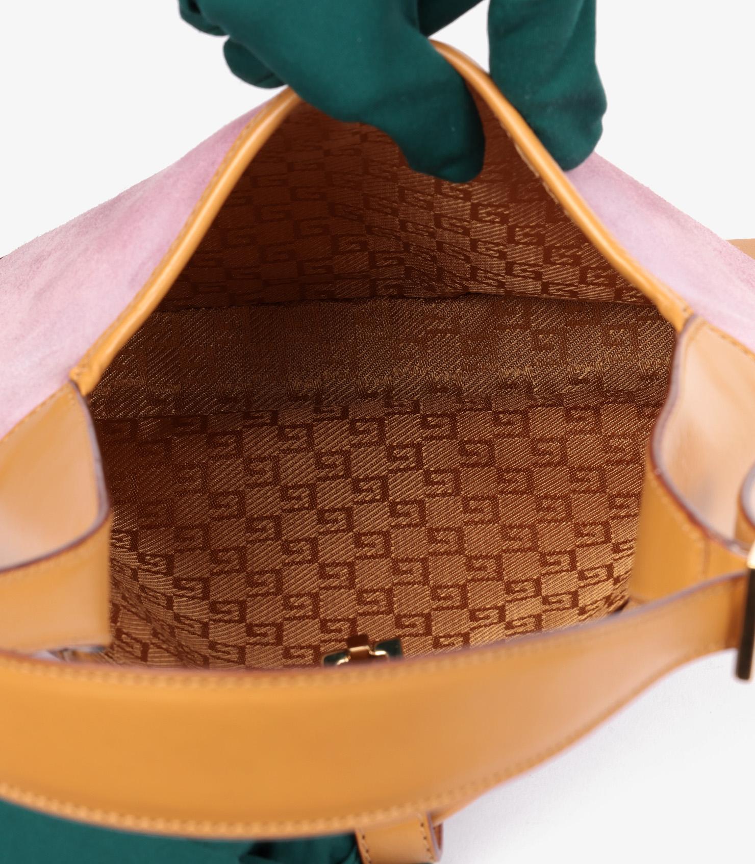Gucci Pink Suede & Yellow Smooth Leather Vintage Small Jackie 5