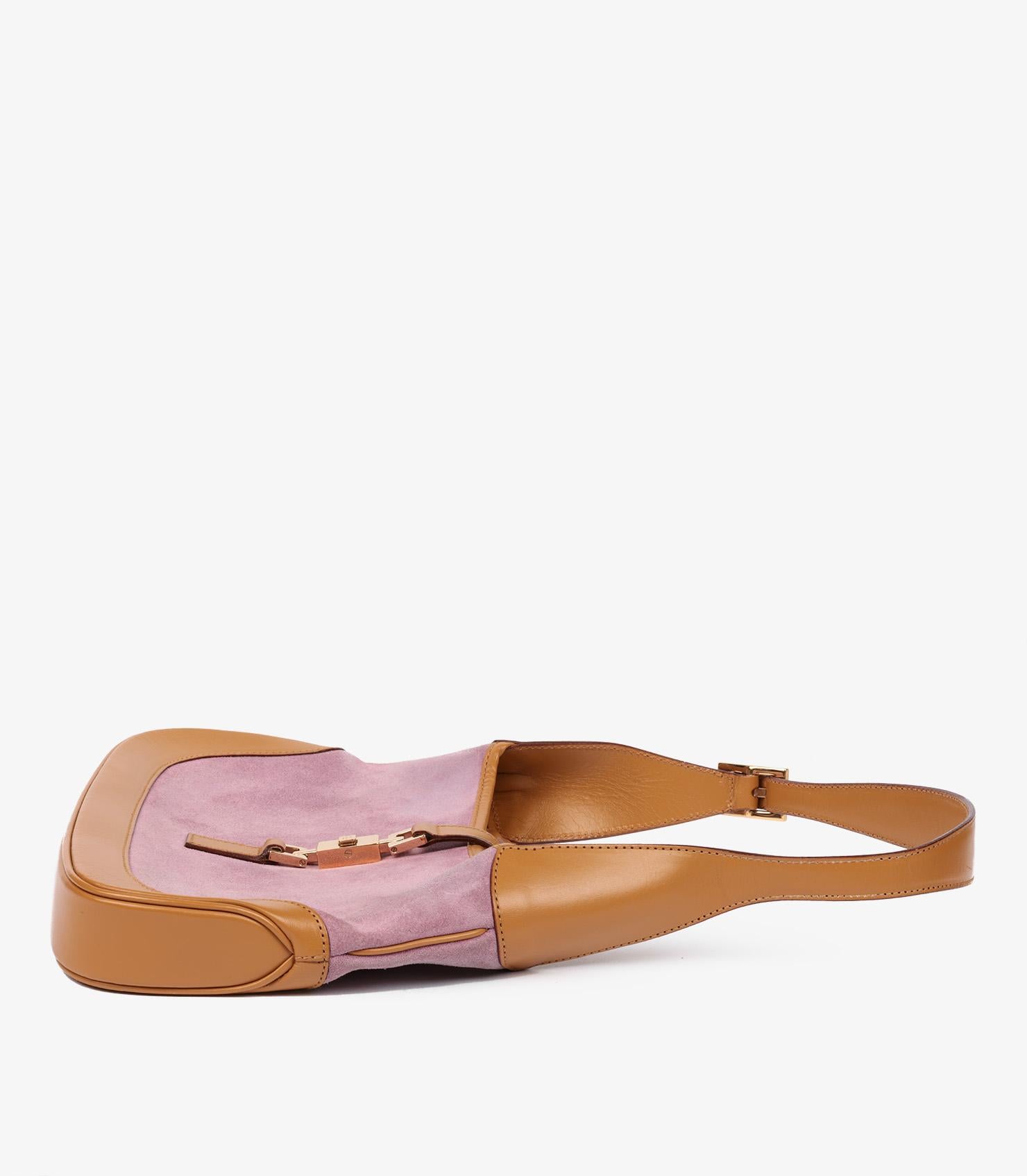 Women's or Men's Gucci Pink Suede & Yellow Smooth Leather Vintage Small Jackie