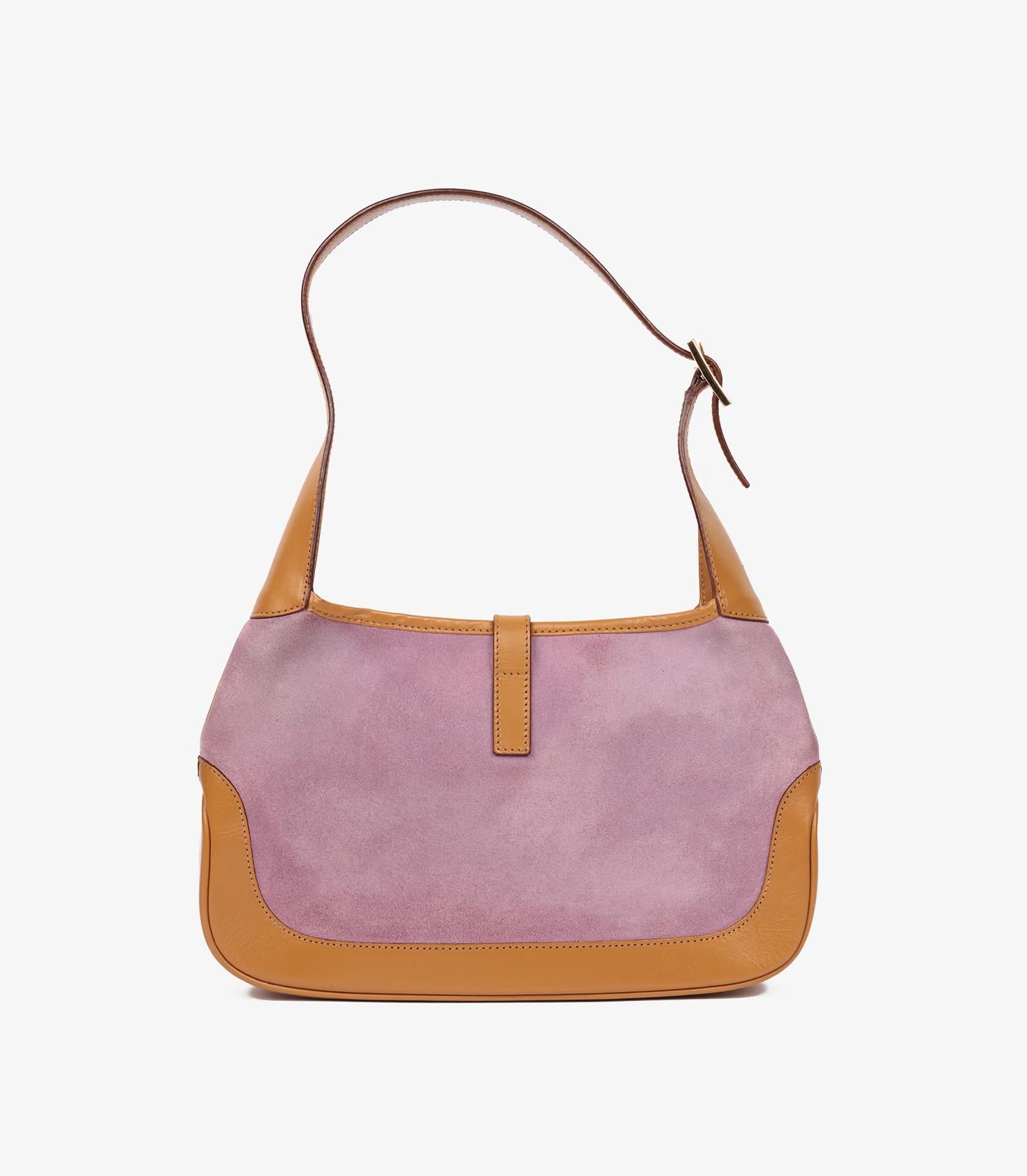 Gucci Pink Suede & Yellow Smooth Leather Vintage Small Jackie 1