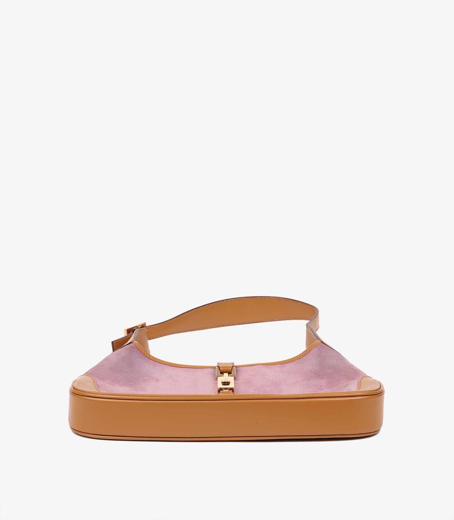 Gucci Pink Suede & Yellow Smooth Leather Vintage Small Jackie 2