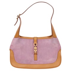 Gucci Pink Suede & Yellow Smooth Leather Vintage Small Jackie