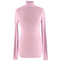 Gucci Pink Superfine Wool Ribbed Turtleneck Sweater - Size M