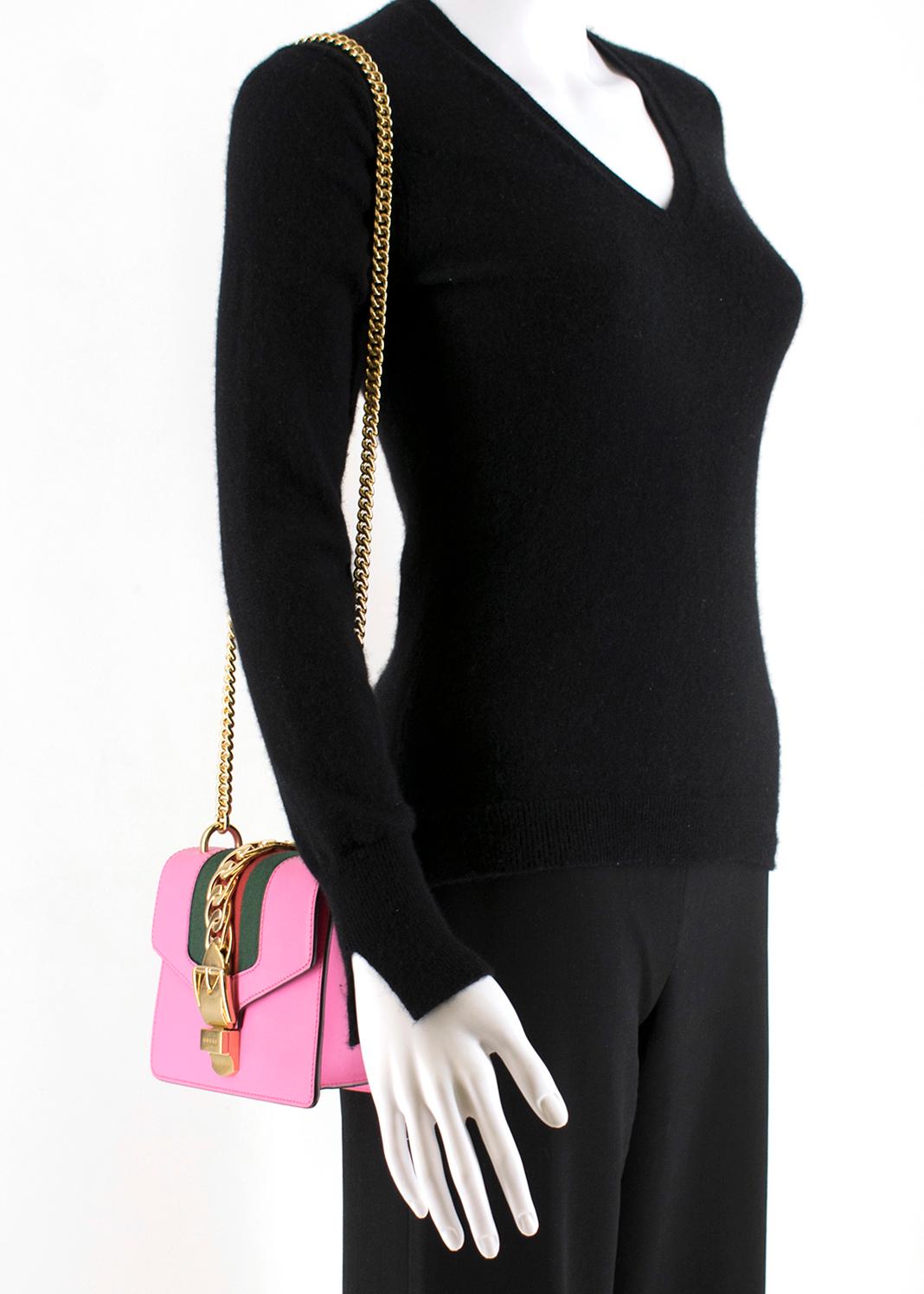 Gucci Pink Sylvie Leather Mini Chain Bag - New Season	 In New Condition In London, GB