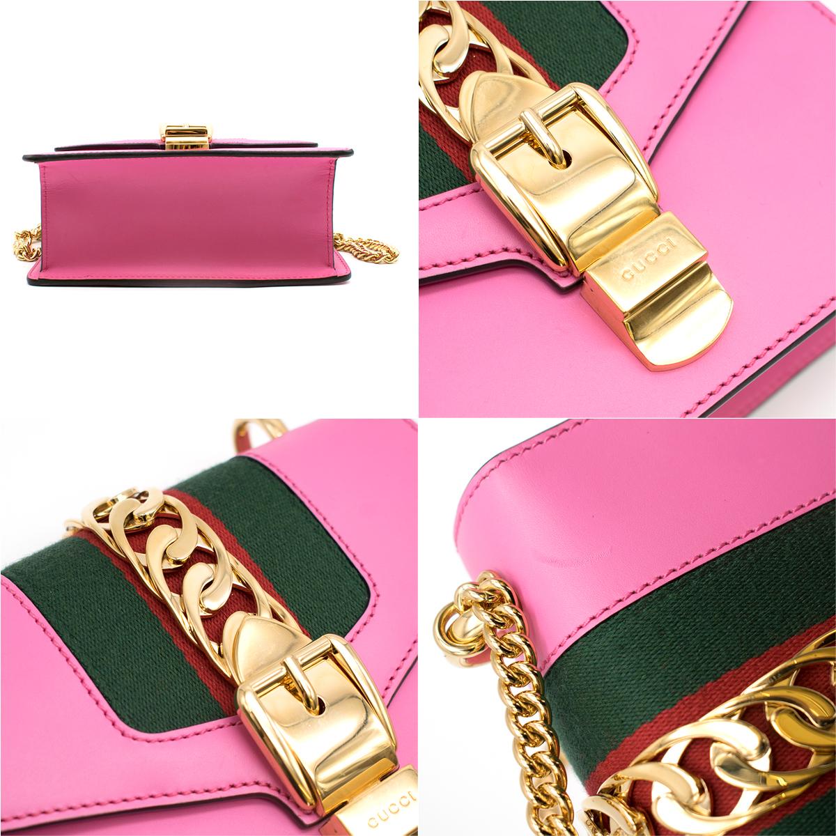 Gucci Pink Sylvie Leather Mini Chain Bag - New Season	 2