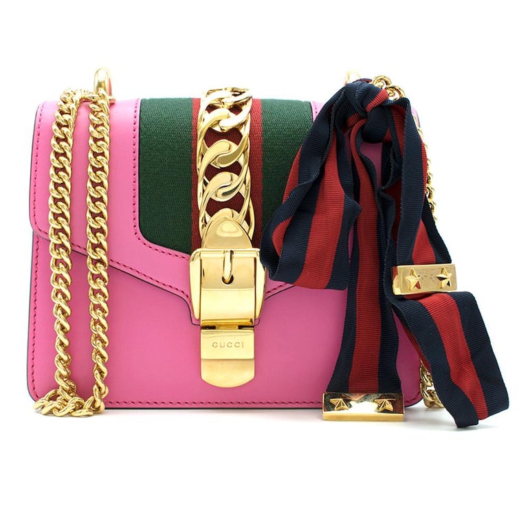 Gucci Pink Sylvie Leather Mini Chain Bag New Season at 1stDibs