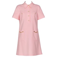 Gucci Pink Textured Chain Trim Mini Polo Dress New w/ Tags