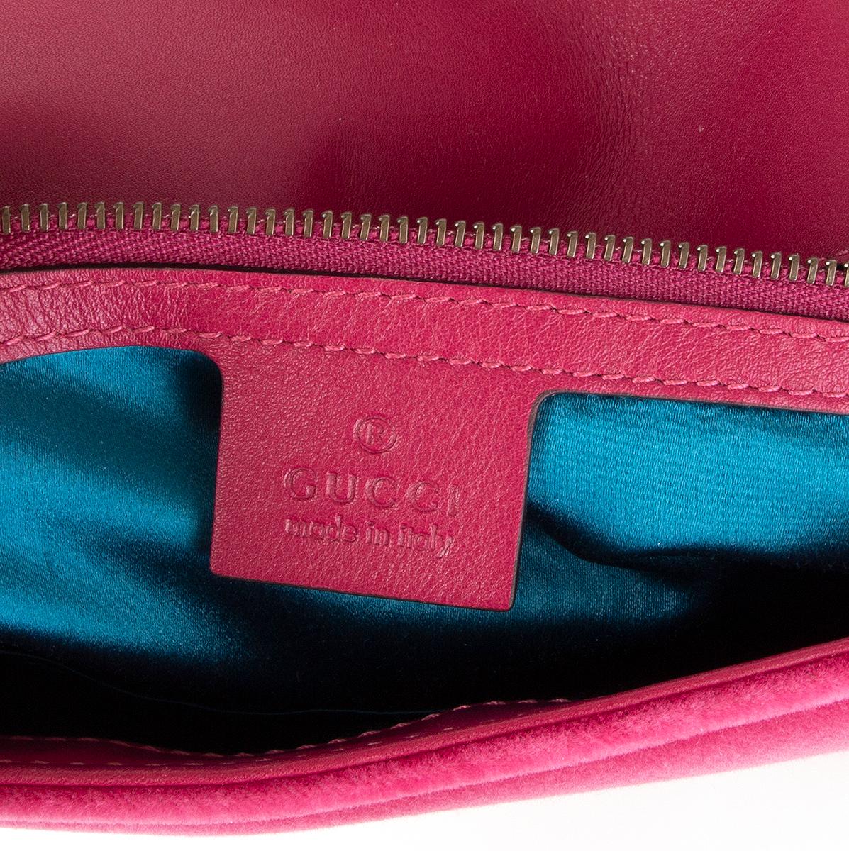 Pink GUCCI pink Velvet GG MARMONT MEDIUM BLIND FOR LOVE Shoulder Bag