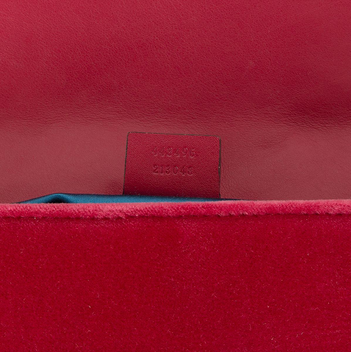 GUCCI pink Velvet GG MARMONT MEDIUM BLIND FOR LOVE Shoulder Bag In Excellent Condition In Zürich, CH