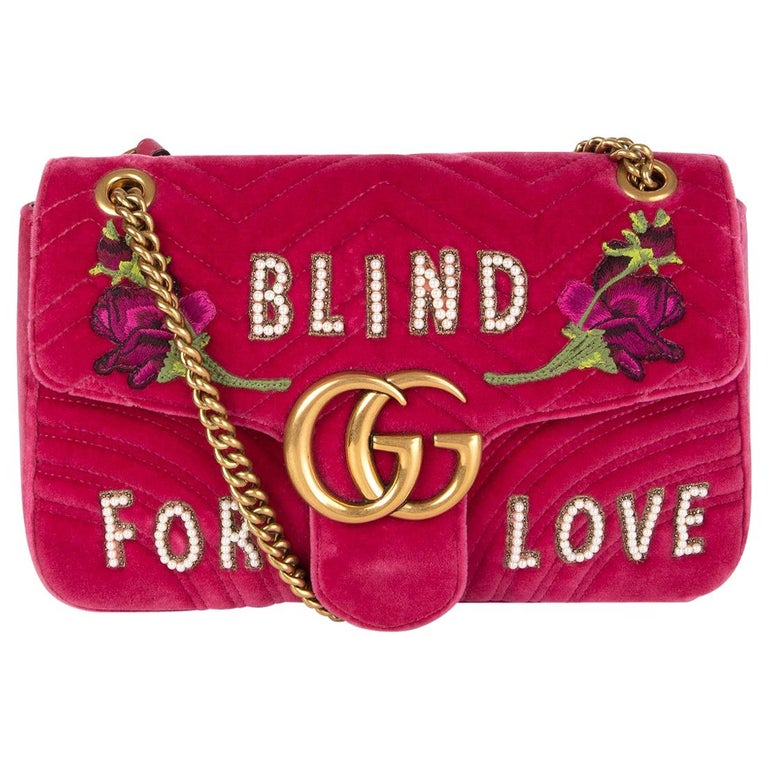 levering Indien skab GUCCI pink Velvet GG MARMONT MEDIUM BLIND FOR LOVE Shoulder Bag at 1stDibs  | gucci blind for love bag, blind for love gucci bag, gucci pink velvet bag