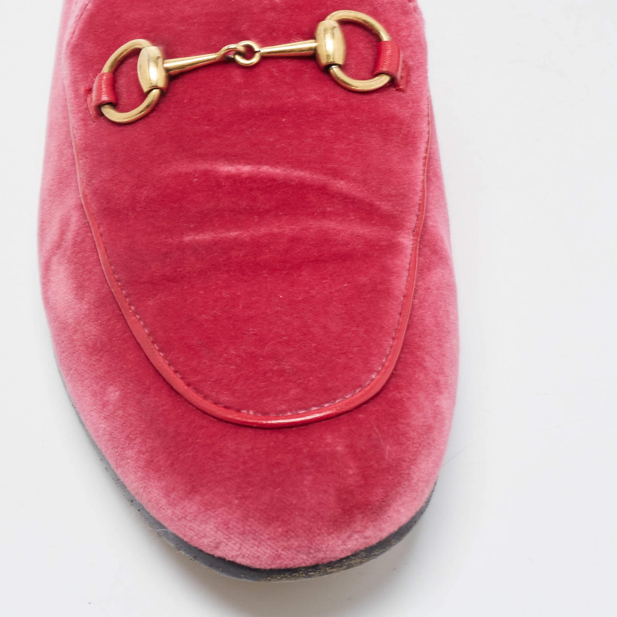Women's Gucci Pink Velvet Jordaan Horsebit Slip On Loafers Size 39.5