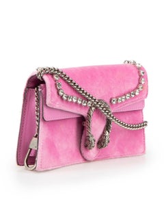 Gucci Pink Velvet Mini Dionysus Embellished Bag