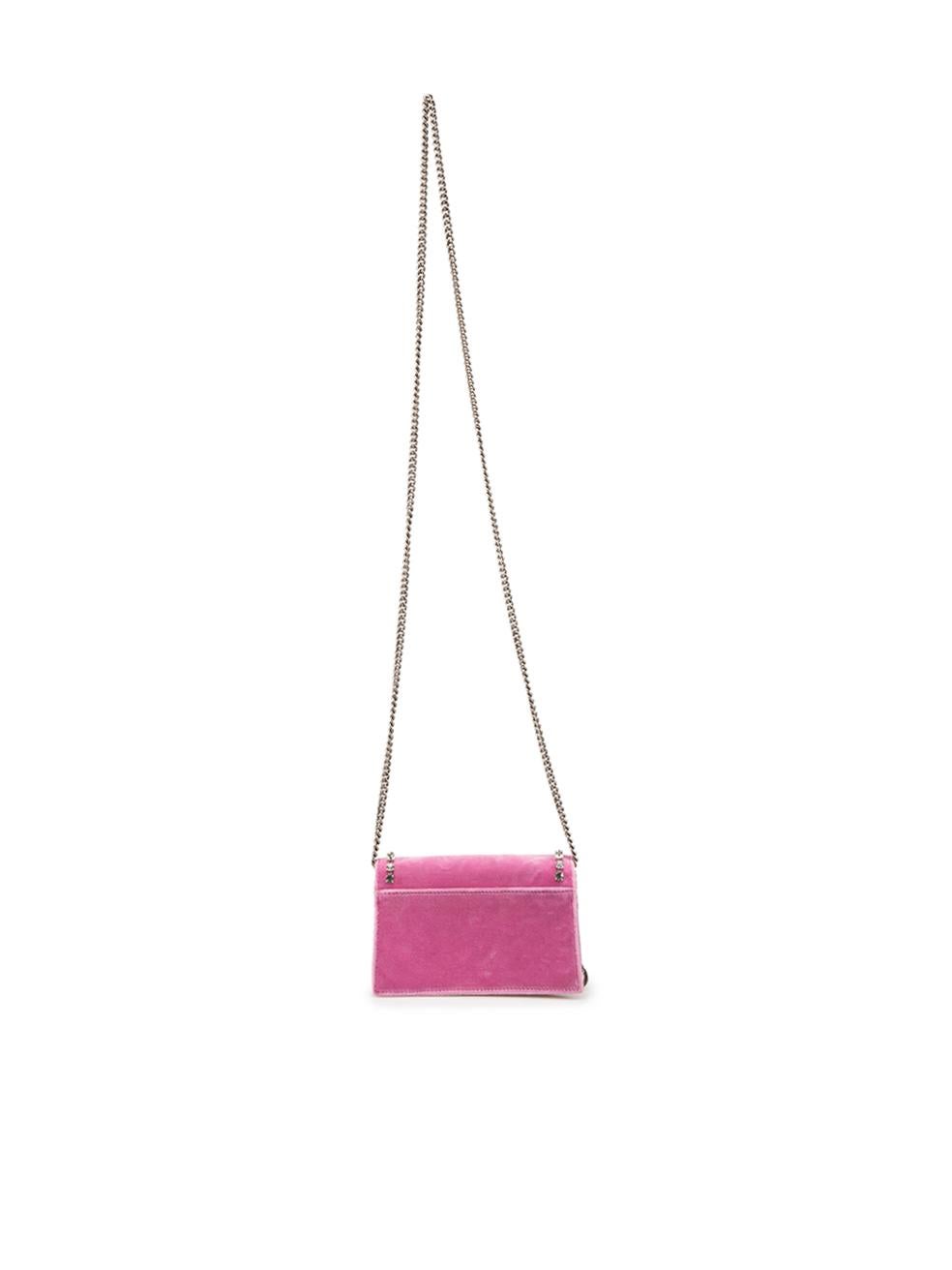 Gucci Mini Dionysus-Tasche aus rosa Samt mit Verzierungen im Zustand „Gut“ im Angebot in London, GB