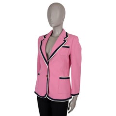 GUCCI pink viscose 2019 GROSGRAIN TRIM CREPE Blazer Jacket 42 M