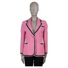 GUCCI pink viscose 2019 GROSGRAIN TRIM CREPE Blazer Jacket 42 M