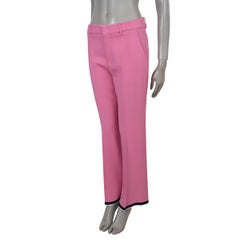 GUCCI pink viscose 2019 GROSGRAIN TRIM CREPE SUIT Pants 42 M