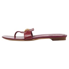 Gucci Pink Watersnake Leather Horsebit Thong Flat Sandals Size 41